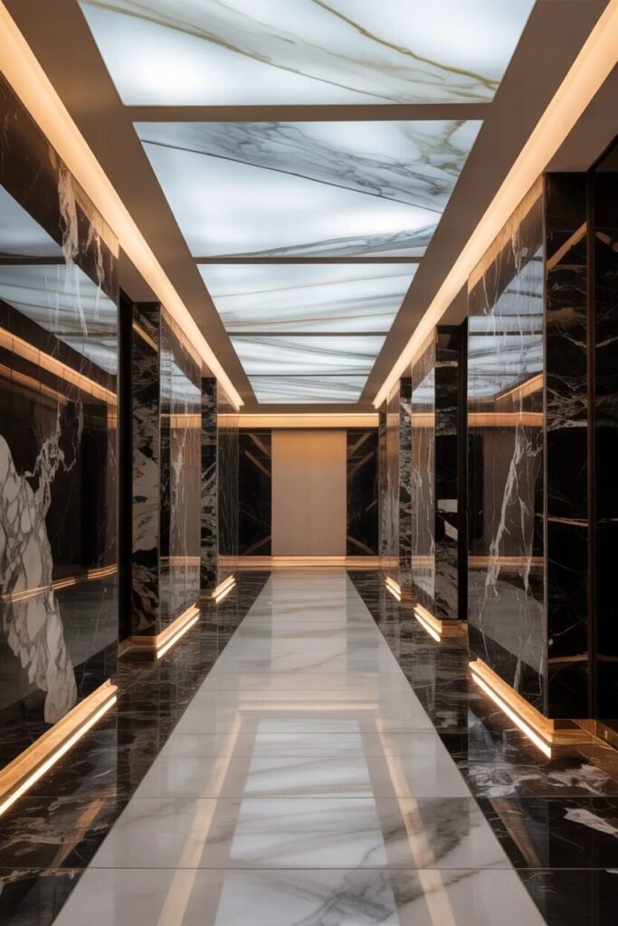 Luxury corridor ceiling design marble