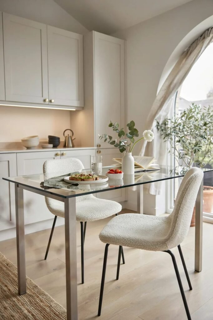 Small breakfast nook ideas glass table