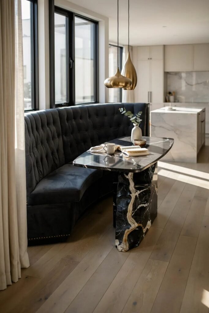 Moody breakfast nook black marble