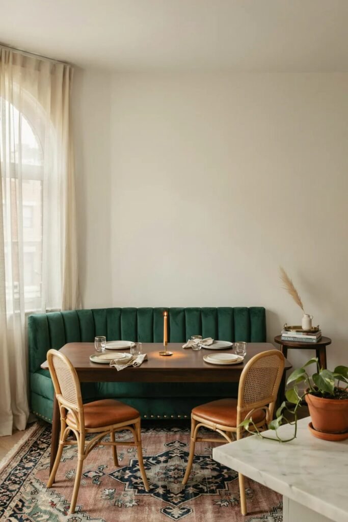Moody breakfast nook emerald velvet