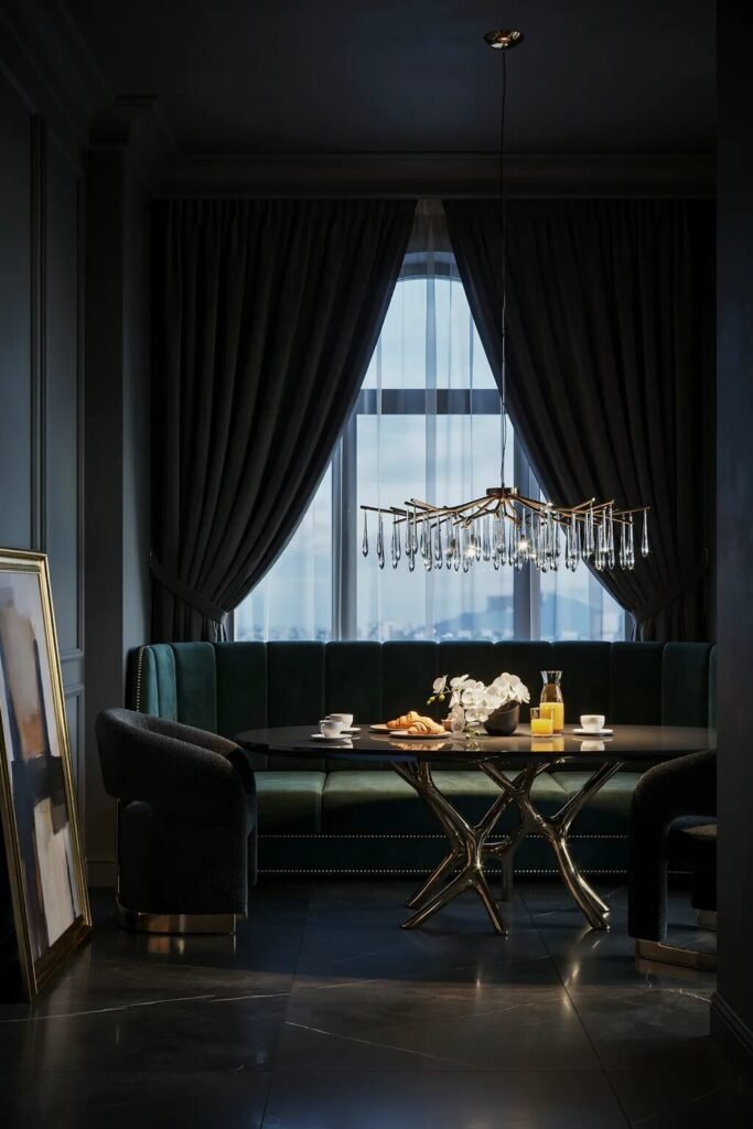Moody breakfast nook black gold