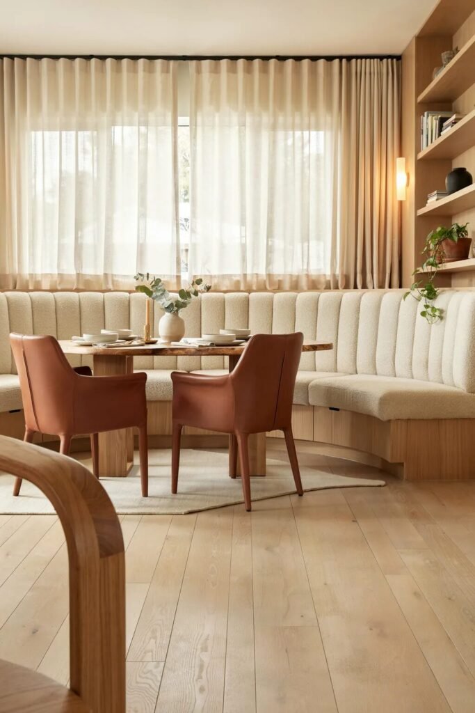 Moody breakfast nook curved banquette