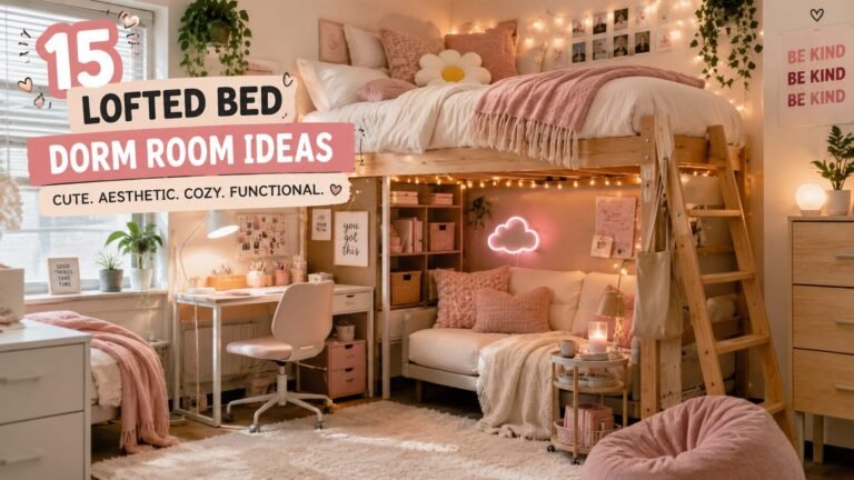 15 lofted bed dorm room ideas