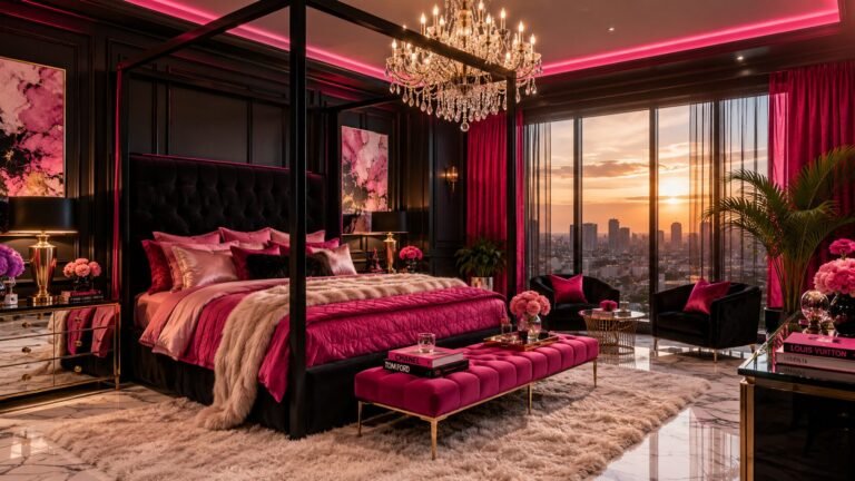 Black and hot pink room ideas