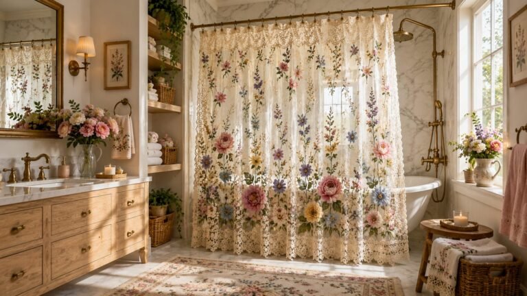 Shower lace curtains
