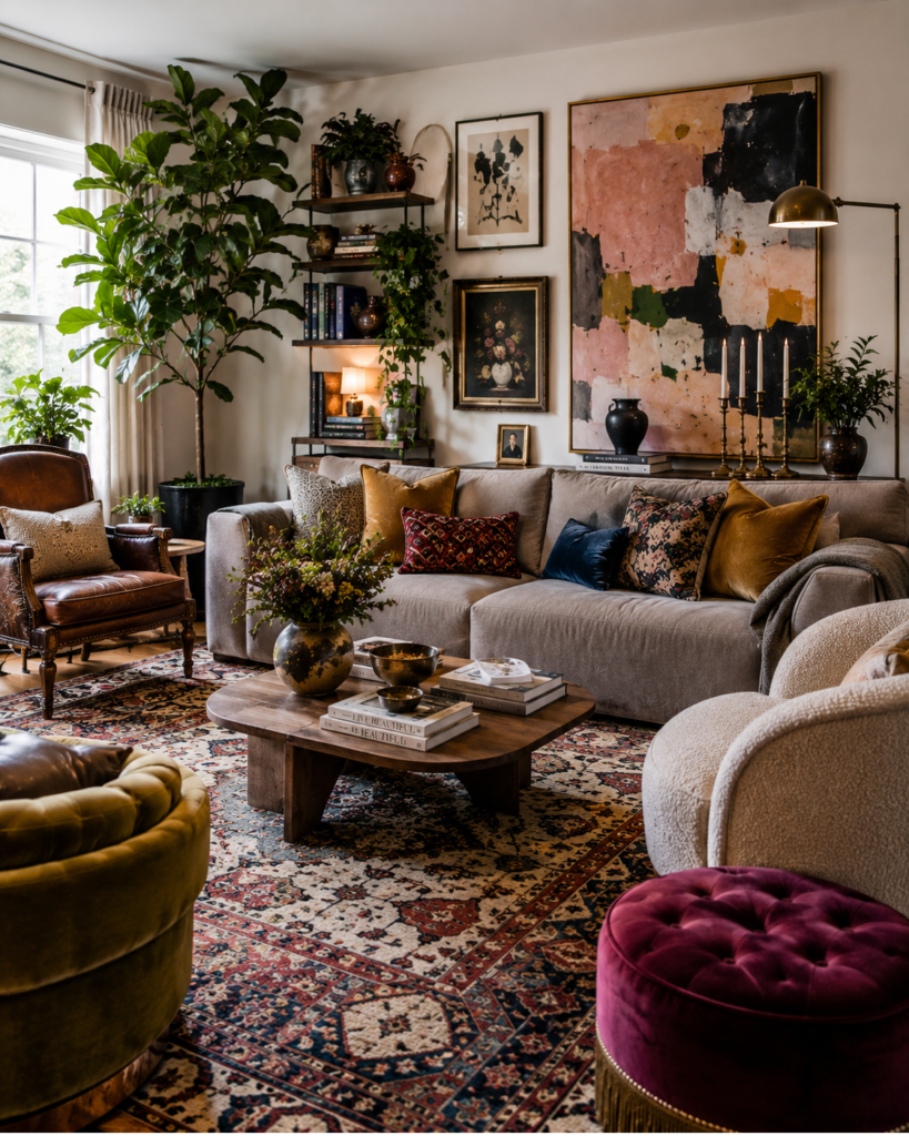 Eclectic living room ideas 7 -Eclectic living room ideas with mixed seating