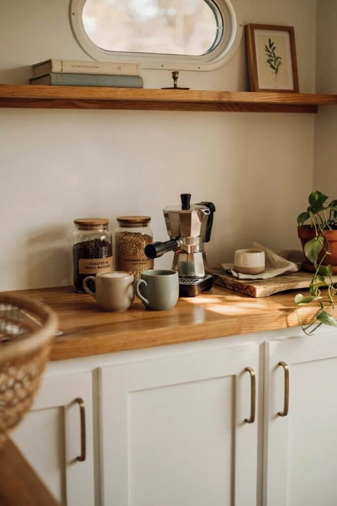 Small camper interior ideas 14 Coffee station small camper interior ideas