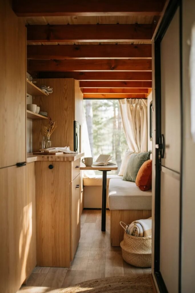 Small camper interior ideas 15 Wood accents small camper interior ideas