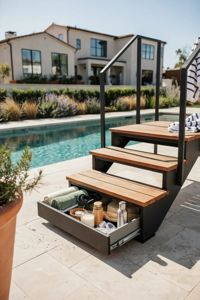 DIY pool ladder ideas 8 DIY pool ladder ideas with storage