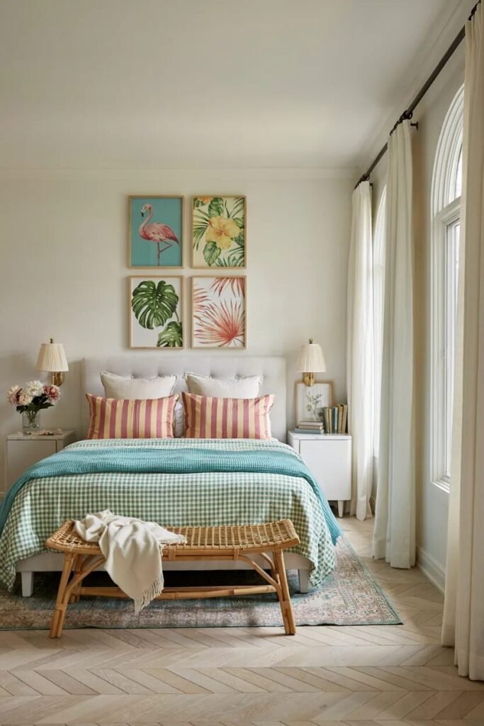 Preppy bedroom design 4 Colorful preppy bedroom design wall art