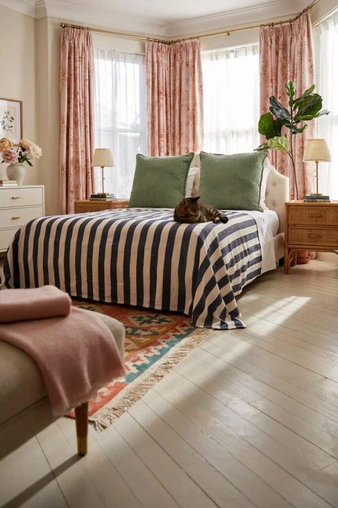 Preppy bedroom design 5 Patterned preppy bedroom design inspiration