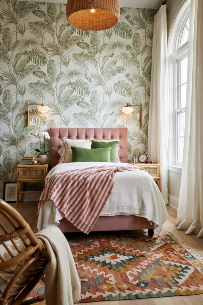 Preppy bedroom design 10 Rattan preppy bedroom design lighting