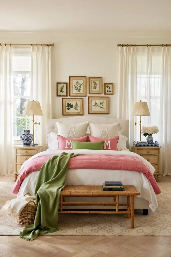 Preppy bedroom design 14 Monogram preppy bedroom design ideas