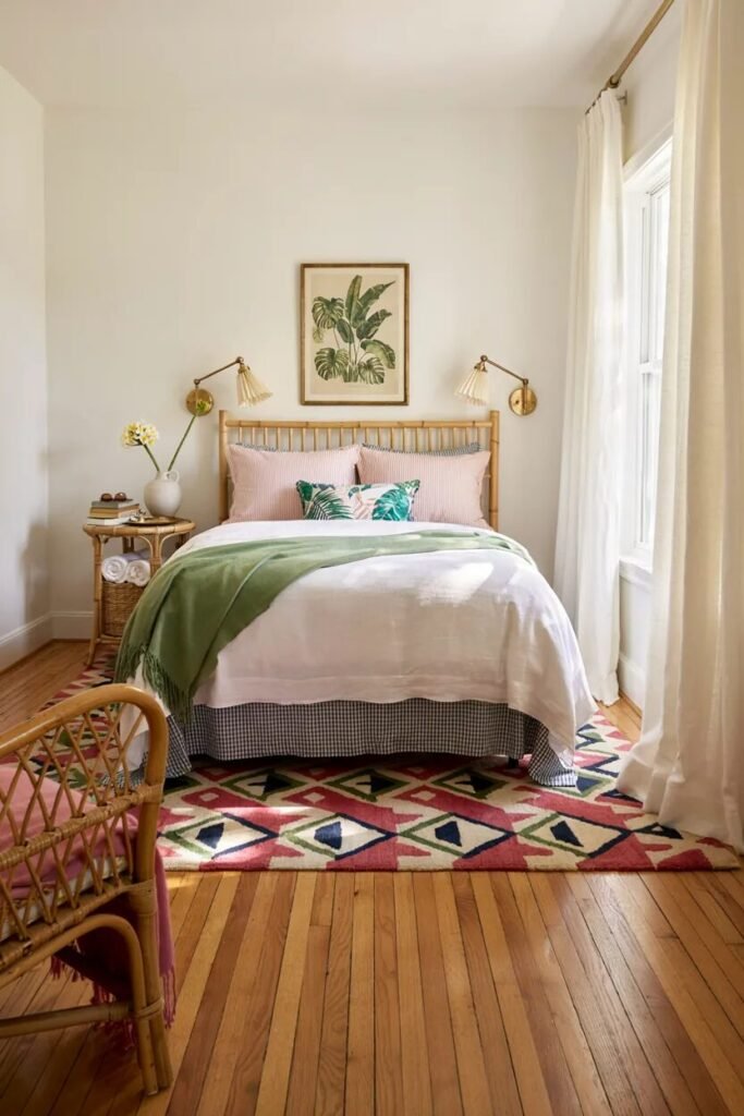 Preppy bedroom design 15 Patterned rug preppy bedroom design