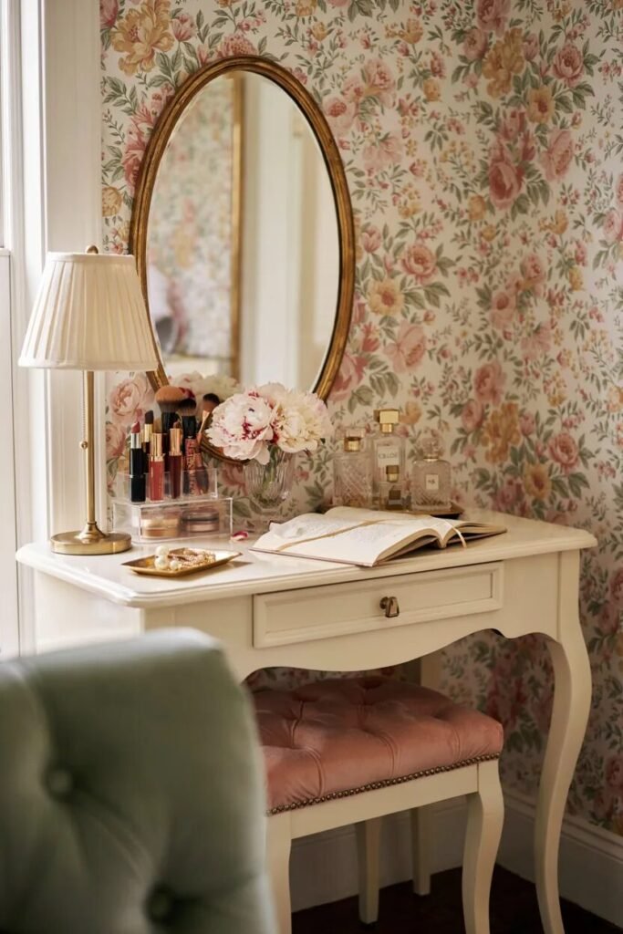 Preppy bedroom design 20 Vanity corner preppy bedroom design