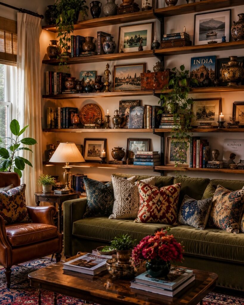 Eclectic living room ideas 8 Eclectic living room ideas with styled shelves