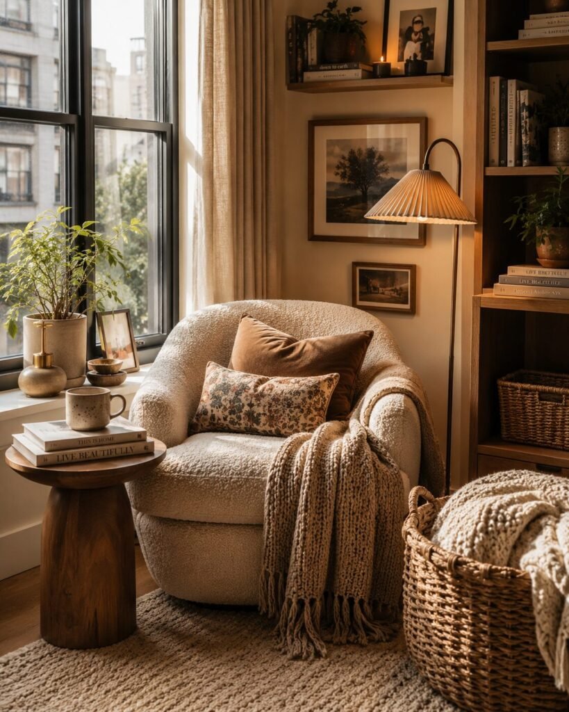 Cute homey apartment ideas reading nook