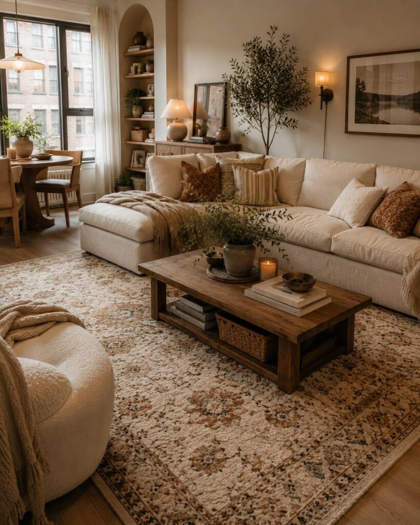 Cute homey apartment ideas textured rug