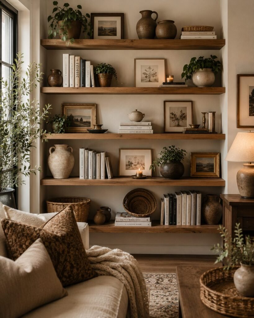 Cute homey apartment ideas open shelves
