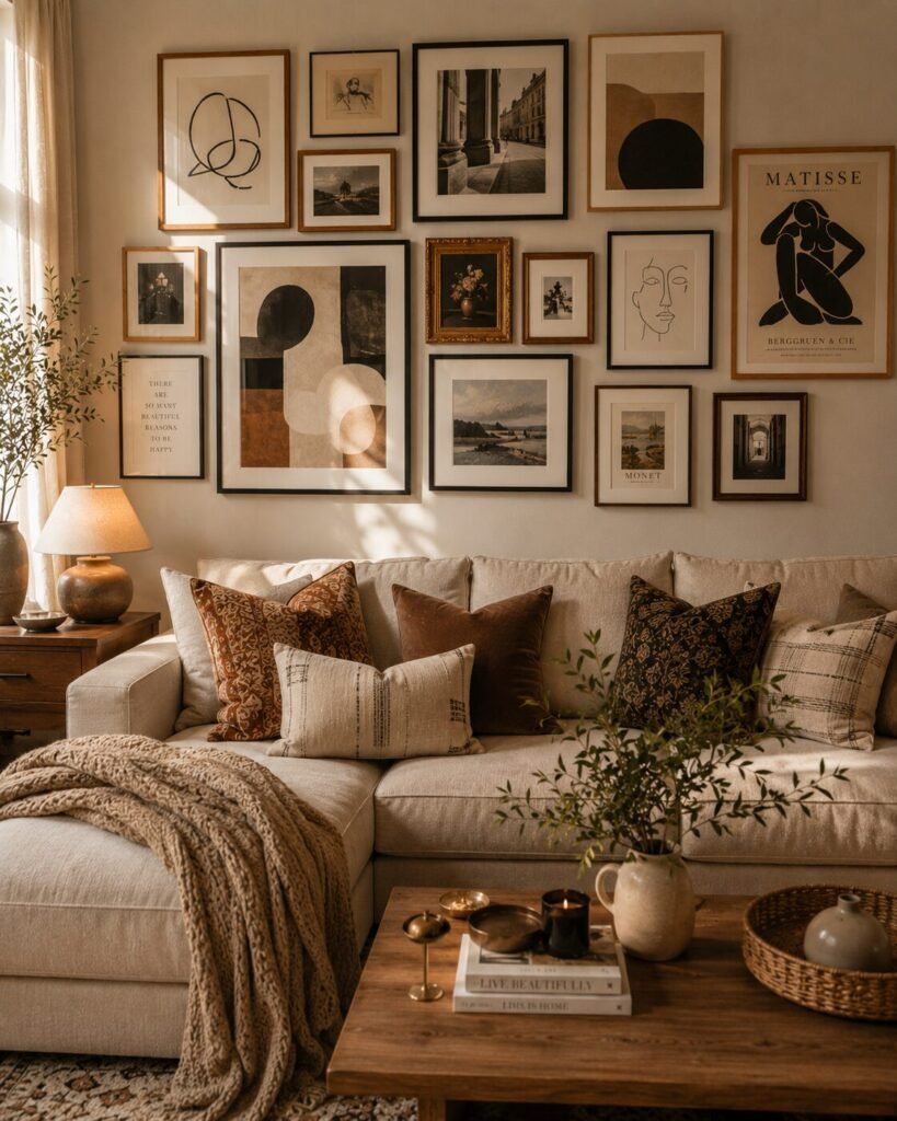 Cute homey apartment ideas gallery wall