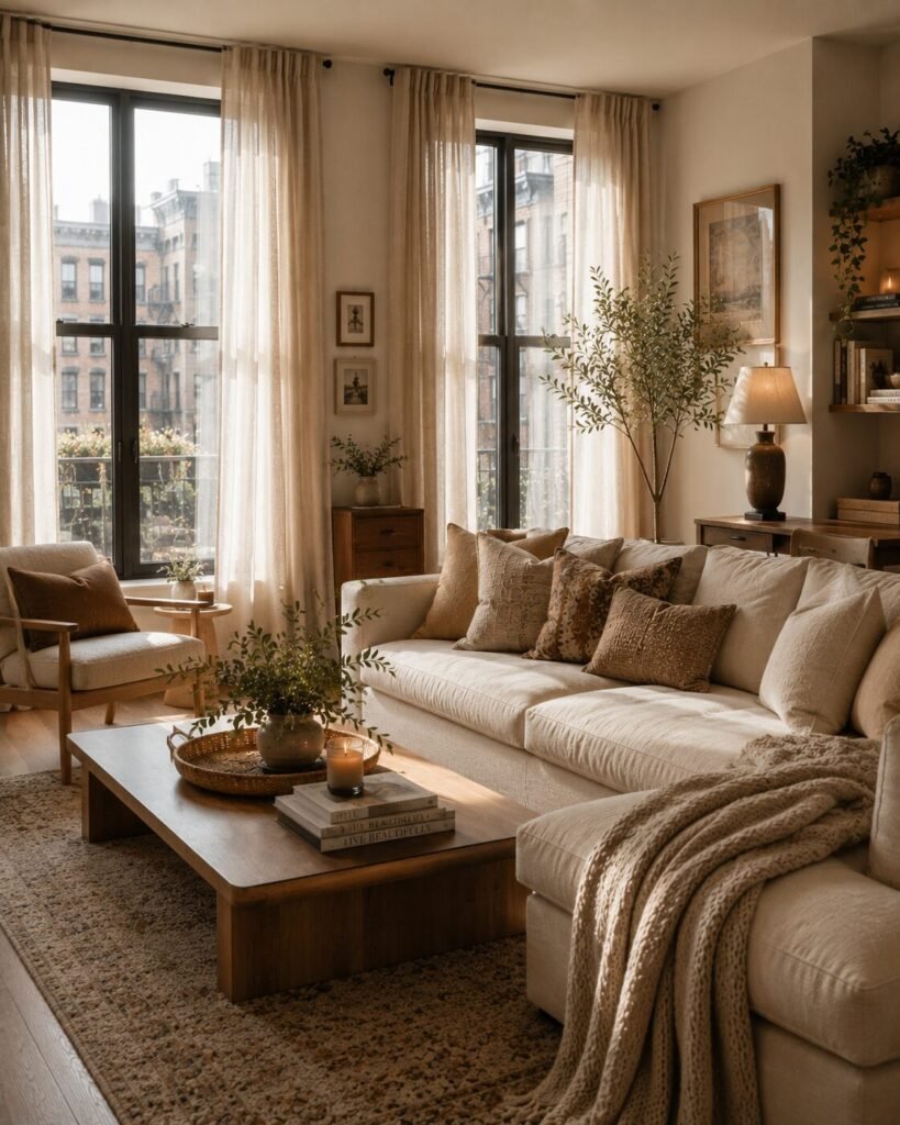 Cute homey apartment ideas soft curtains