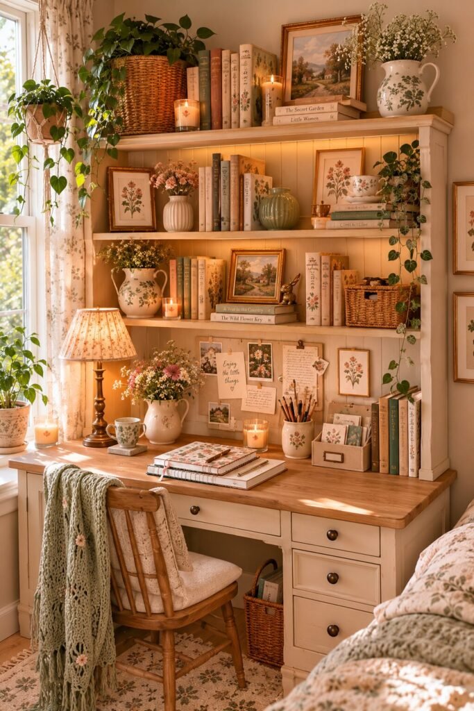 Cute desk hutch ideas cottagecore workspace