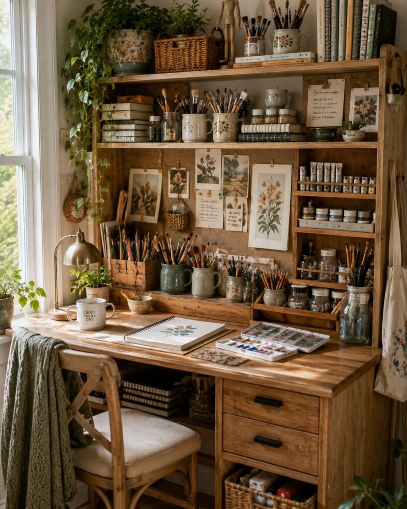 Cute desk hutch ideas mini art studio