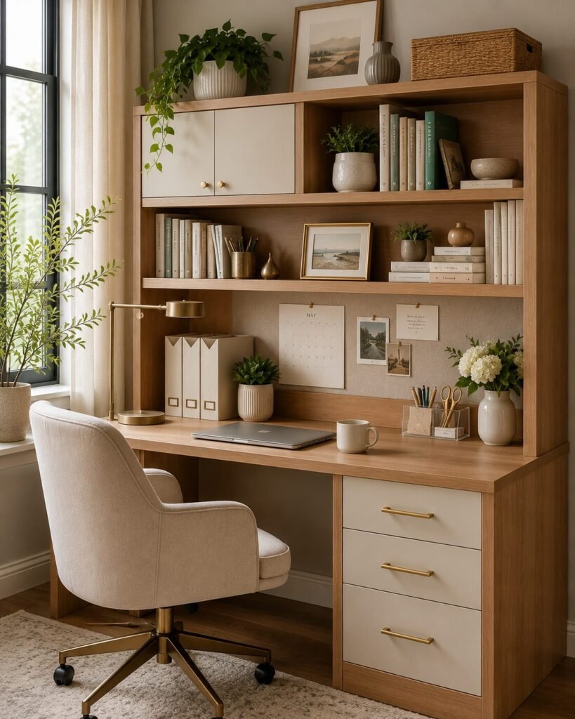 Cute desk hutch ideas two tone design