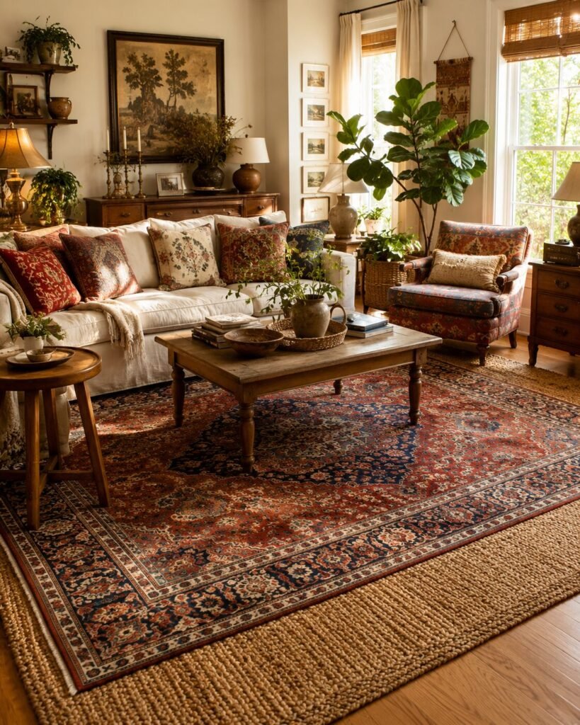 Cozy eclectic home ideas 11 Cozy eclectic home ideas layered rugs