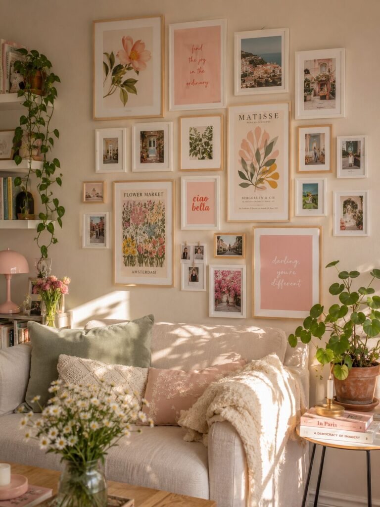 Cute apartment decoration on a budget gallery wall