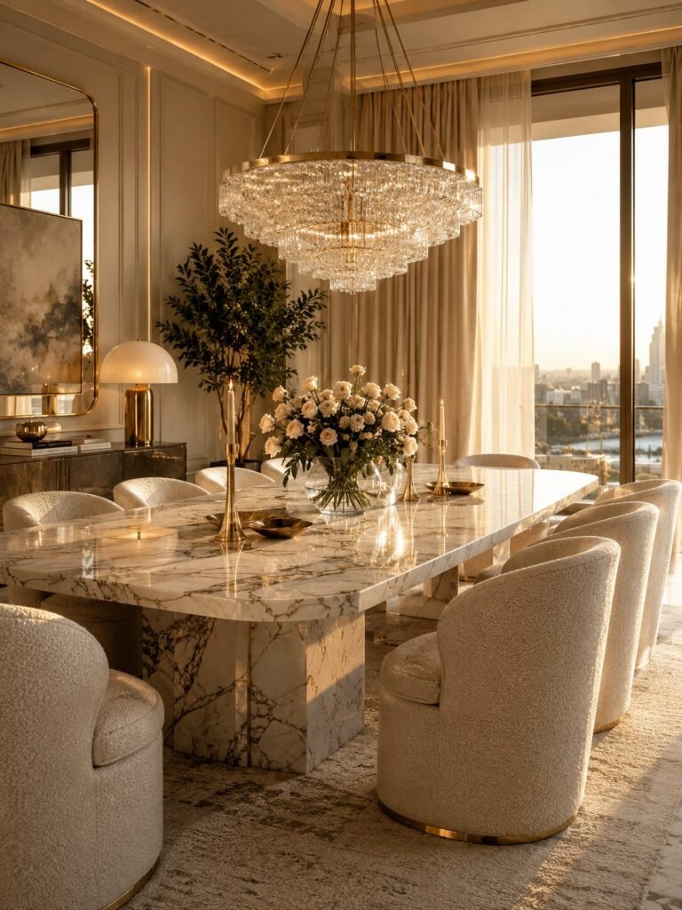 Dining room decoration ideas marble table