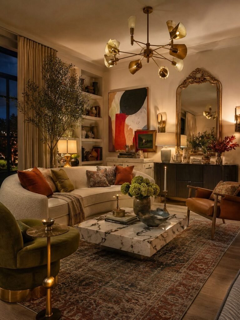 Eclectic living room ideas 13 Eclectic living room ideas with mixed metals