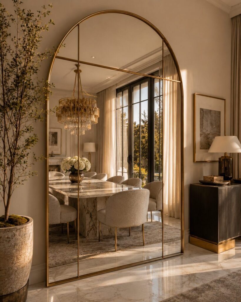 Dining room decoration ideas oversized mirror