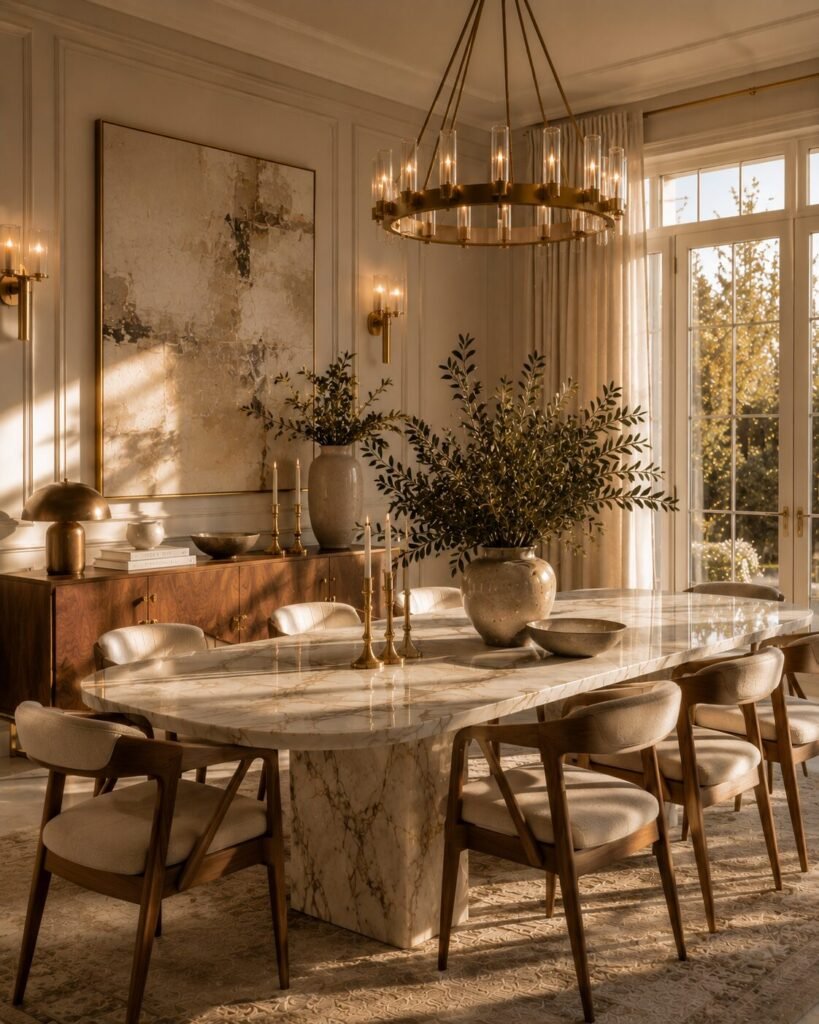Dining room decoration ideas luxury materials