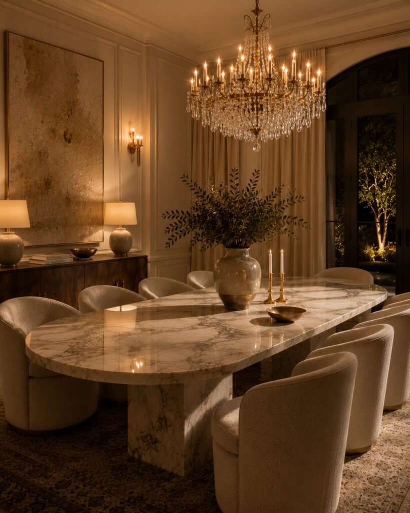 Dining room decoration ideas layered lighting