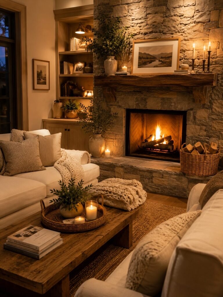 15 cozy home ideas around fireplaces