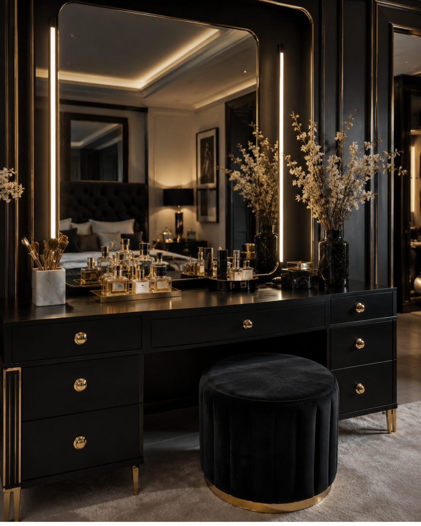 30 vanity setup ideas black gold