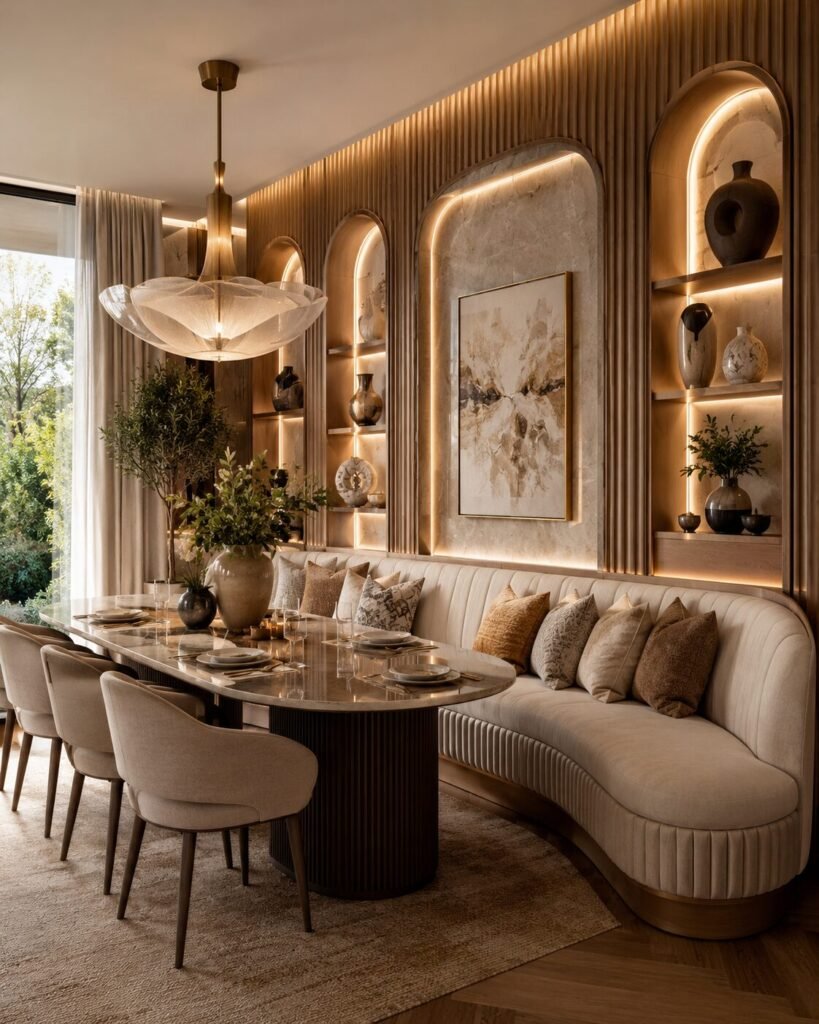17 dining room wall decor ideas banquette backdrop