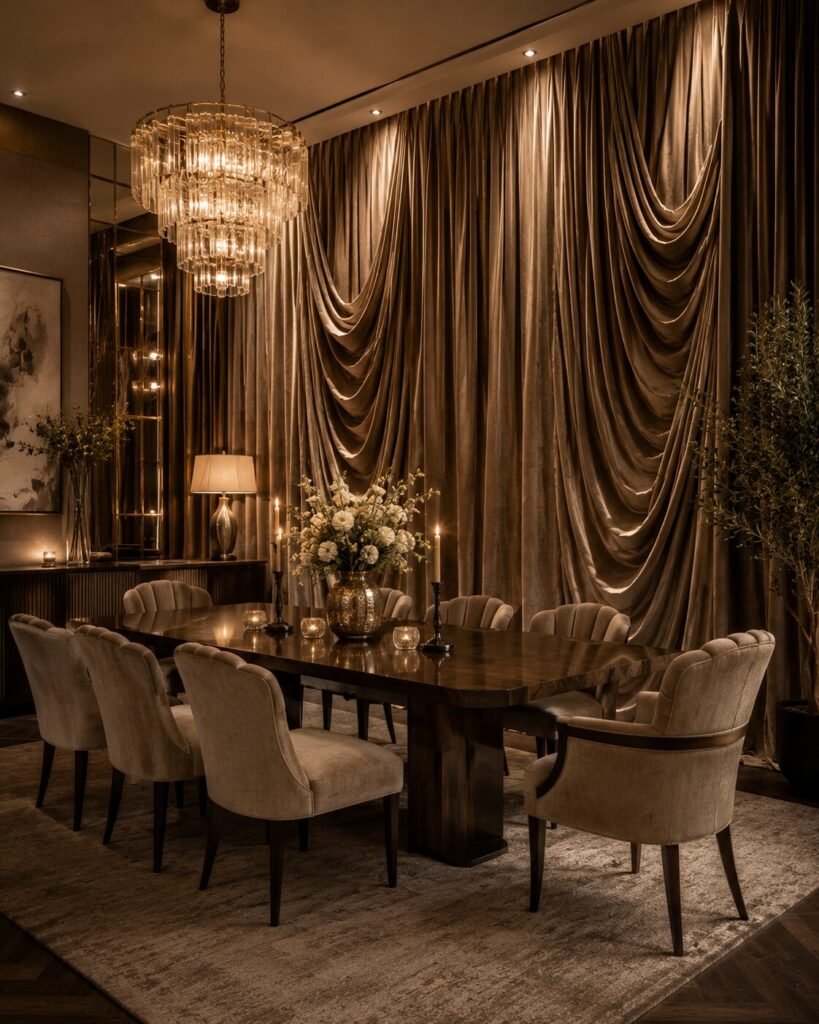 17 dining room wall decor ideas draped fabric