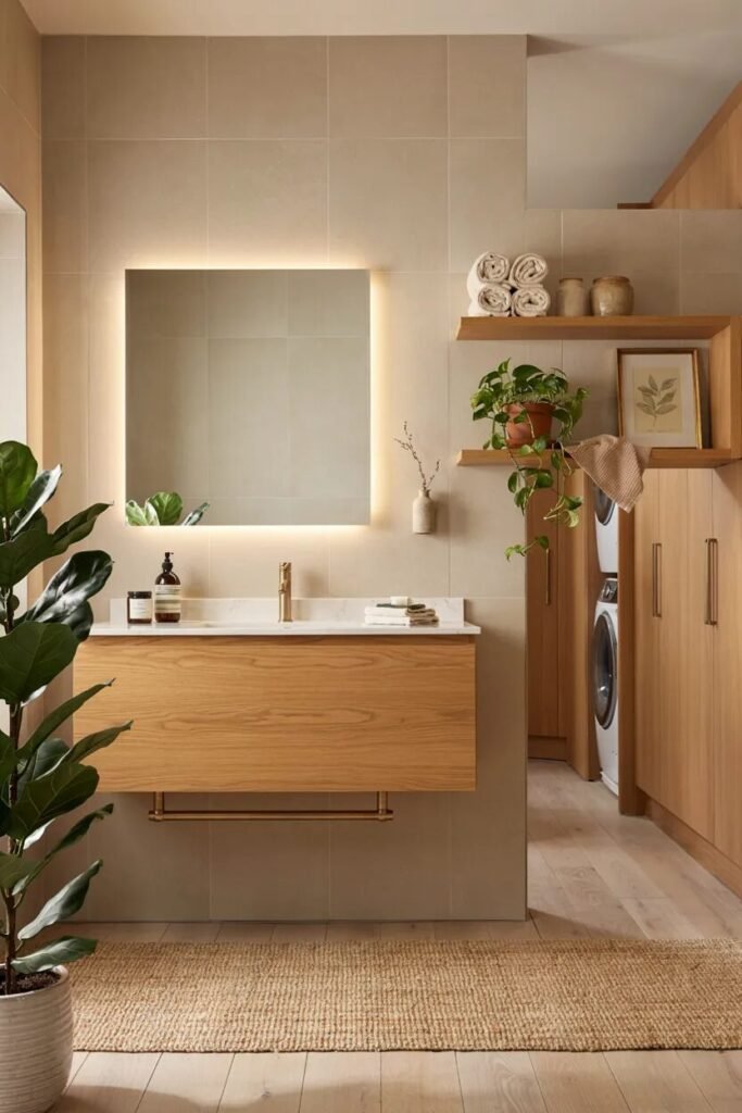 laundry room bathroom combo ideas 15 Floating vanity laundry room bathroom combo ideas