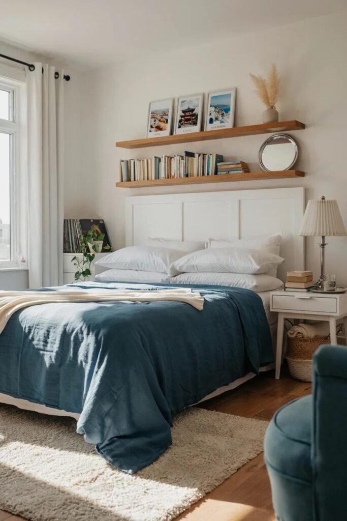 2000s teen bedroom design 24 Denim blue 2000s teen bedroom design