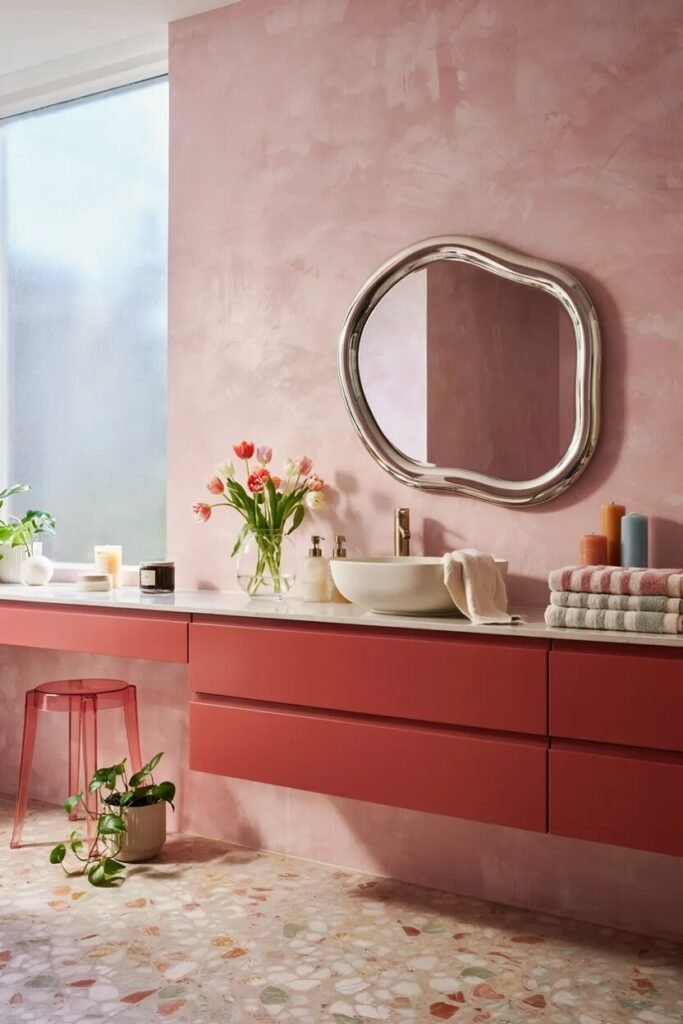 Dopamine bathroom decor ideas 2 Cherry red dopamine bathroom decor ideas