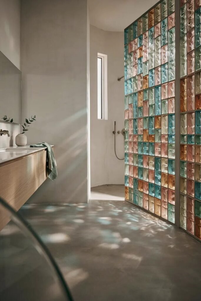 Dopamine bathroom decor ideas 5 -Rainbow glass dopamine bathroom decor ideas