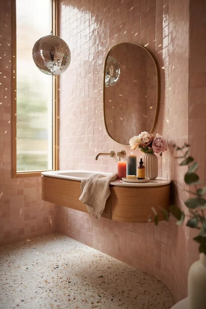 Dopamine bathroom decor ideas 9 Disco ball dopamine bathroom decor ideas