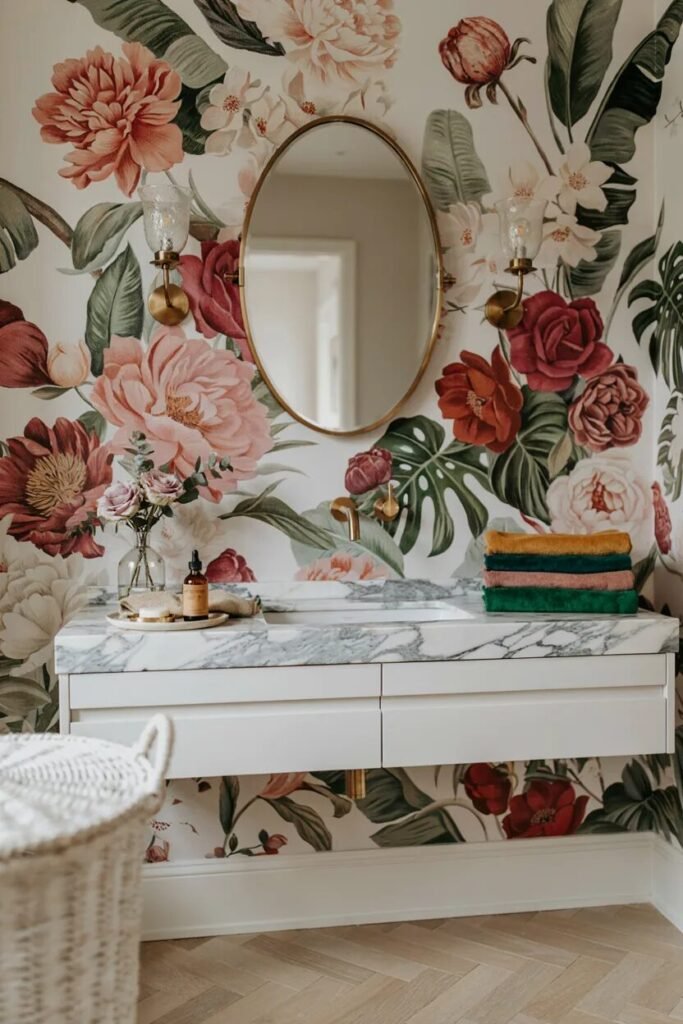 Dopamine bathroom decor ideas 11 Floral dopamine bathroom decor ideas
