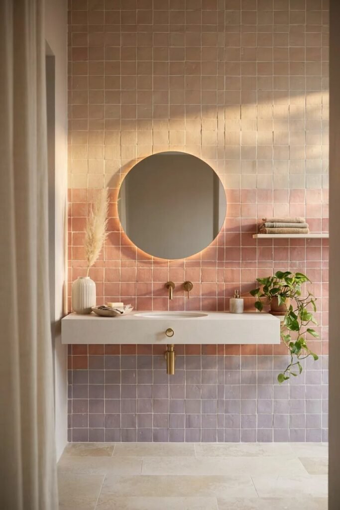 Dopamine bathroom decor ideas 15 Sunset dopamine bathroom decor ideas