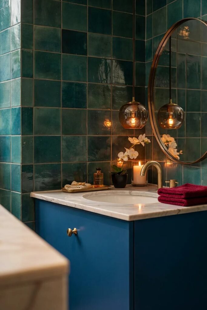 Dopamine bathroom decor ideas 17 Jewel tone dopamine bathroom decor ideas