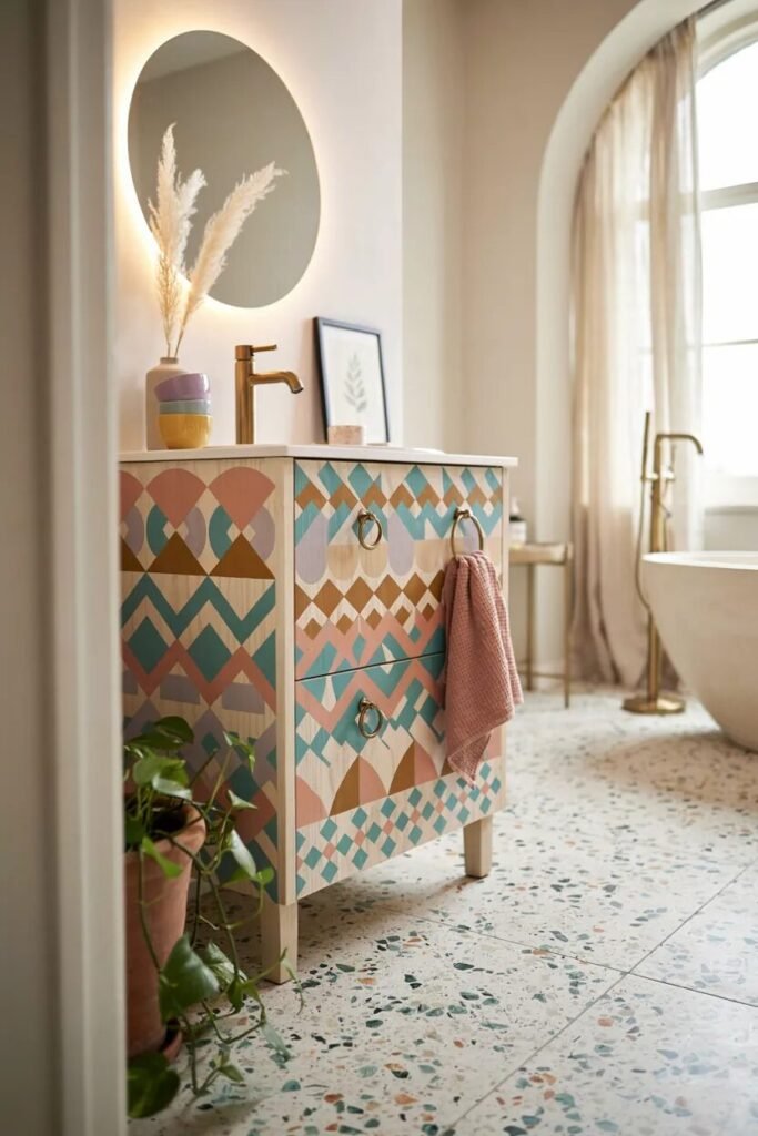 Dopamine bathroom decor ideas 23 Painted vanity dopamine bathroom decor ideas