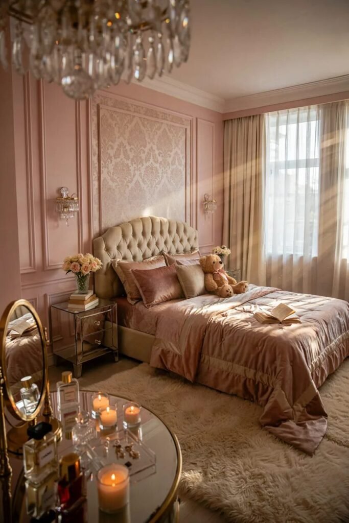 2000s teen bedroom design 30 Soft glam 2000s teen bedroom design