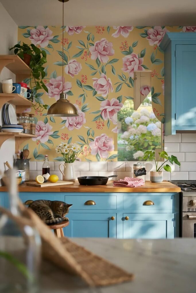 Dopamine kitchen decor ideas 8 dopamine kitchen decor ideas floral wallpaper